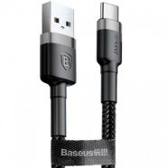 Baseus Cafule Cable Durable Nylon Braided Wire USB Type-C QC 3.0 3A 1M black-grey (CATKLF-BG1)