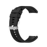 For Amazfit GTS 2e / GTS 2 20mm Silicone Replacement Strap Watchband with Silver Buckle (Black)