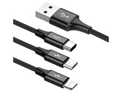 ΚΑΛΩΔΙΟ BASEUS 3 W 1 USB-MICRO-TYPE C- LIGHTING 1 μετρο CAMLT-SU01