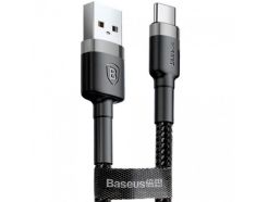 Baseus Cafule Cable Durable Nylon Braided Wire USB Type-C QC 3.0 3A 1M black-grey (CATKLF-BG1)