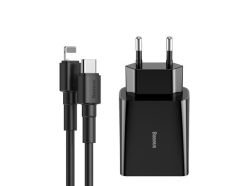 Baseus Lightning Cable & USB-C Wall Adapter Μαύρο (TZCCFS-X01)