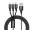 Baseus Braided USB to 2x Lightning / micro USB Cable Μαύρο 1m (CAMLL-SU01)