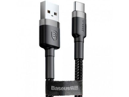 Baseus Cafule Cable Durable Nylon Braided Wire USB Type-C QC 3.0 3A 1M black-gray (CATKLF-BG1)