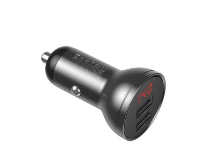 Baseus car charger USB / USB Type C 45 W 5 A Power Delivery 3.0 LCD display silver (CCBX-C0S)