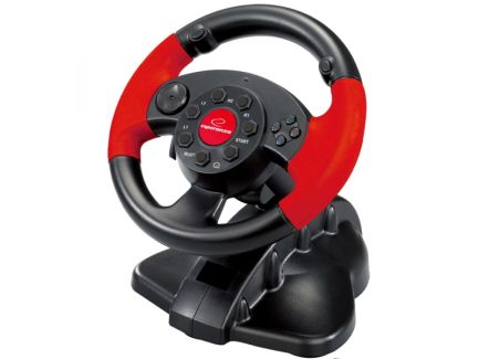 USB Gaming Steering Wheel for PC / PSX / PS2 / PS3 High Octane -EG103 Esperanza - Black / Red