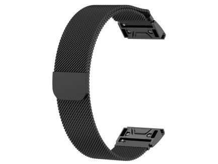 For Garmin Fenix ??6X Milanese Strap Watchband (Black)