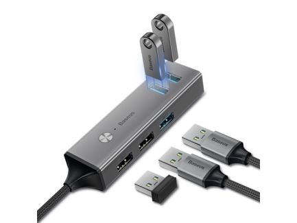 Baseus Cube HUB Adapter from USB-C to 5x USB (3x USB 3.0, 2x USB 2.0) gray (CAHUB-D0G)