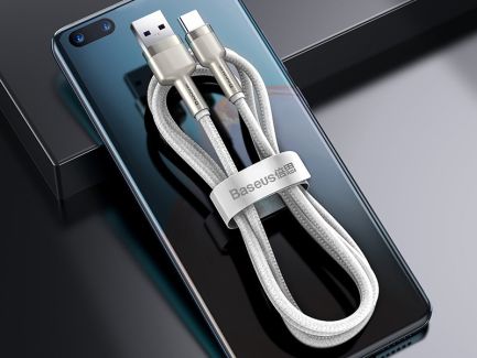 Baseus Cafule Metal Braided USB 2.0 Cable USB-C male - USB-A male Silver 1m (CATJK-A02)